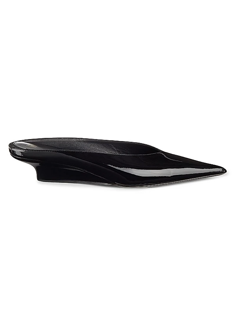 Sharp 35MM Patent Leather Wedge Mules