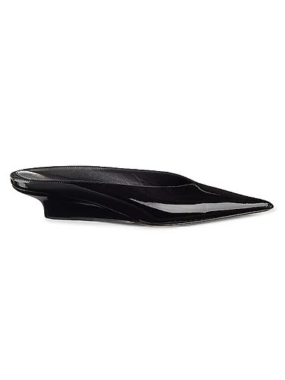 Sharp 35MM Patent Leather Wedge Mules