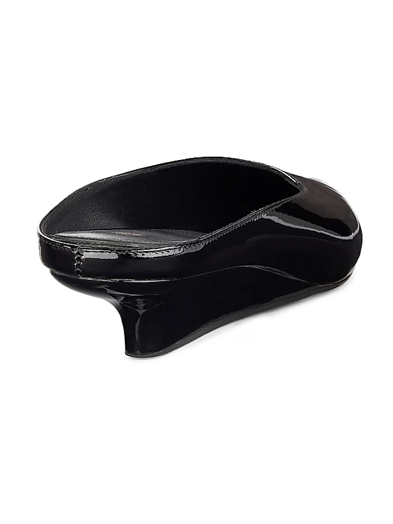Sharp 35MM Patent Leather Wedge Mules