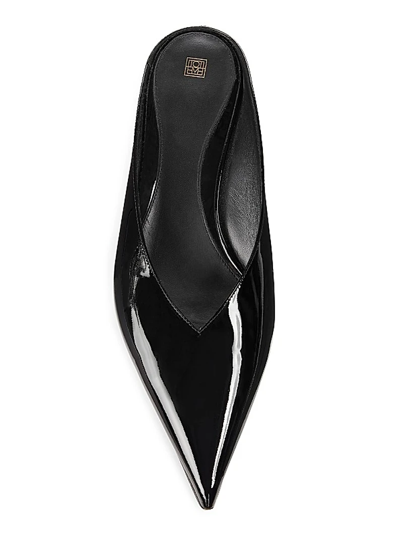 Sharp 35MM Patent Leather Wedge Mules