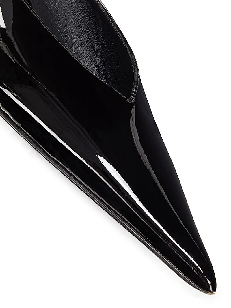 Sharp 35MM Patent Leather Wedge Mules