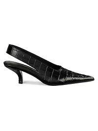 55MM Crocodile-Embossed Leather Slingback Pumps