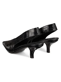 55MM Crocodile-Embossed Leather Slingback Pumps