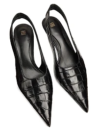 55MM Crocodile-Embossed Leather Slingback Pumps