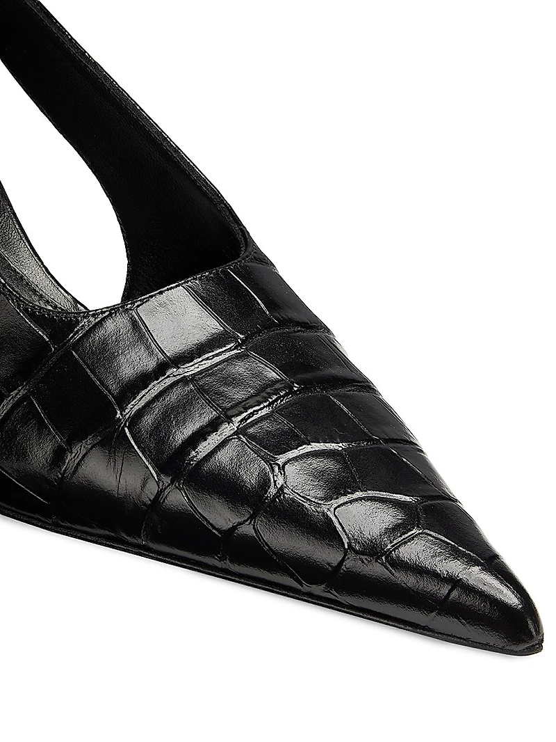 55MM Crocodile-Embossed Leather Slingback Pumps