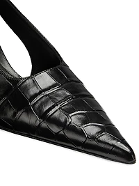 55MM Crocodile-Embossed Leather Slingback Pumps