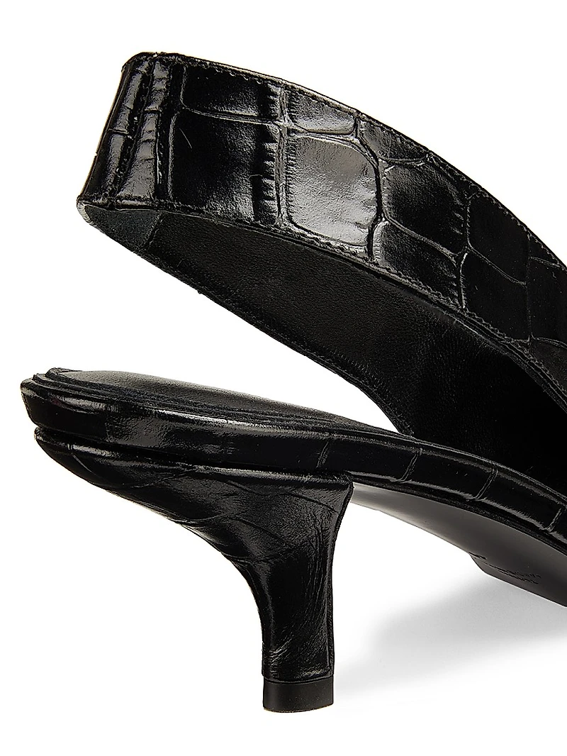 55MM Crocodile-Embossed Leather Slingback Pumps