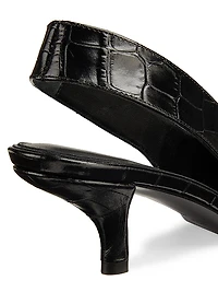 55MM Crocodile-Embossed Leather Slingback Pumps