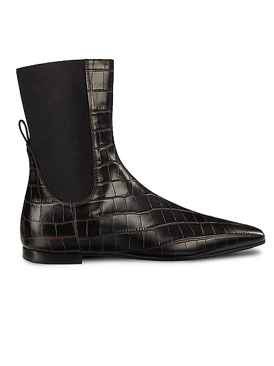 Crocodile-Embossed Leather Chelsea Boots