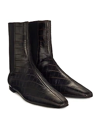 Crocodile-Embossed Leather Chelsea Boots