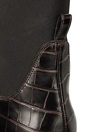 Crocodile-Embossed Leather Chelsea Boots