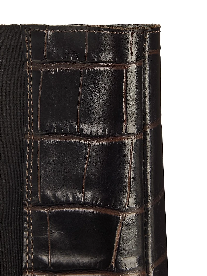 Crocodile-Embossed Leather Chelsea Boots