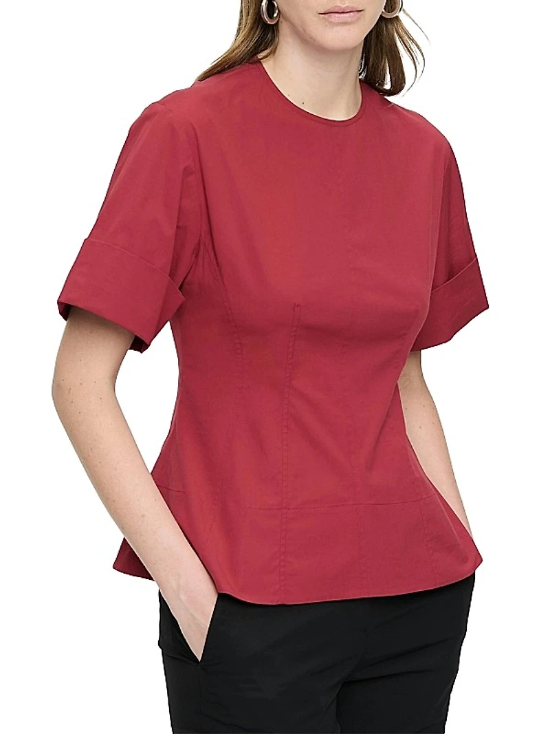 Clare Crewneck Short Sleeve Fit and Flare Top