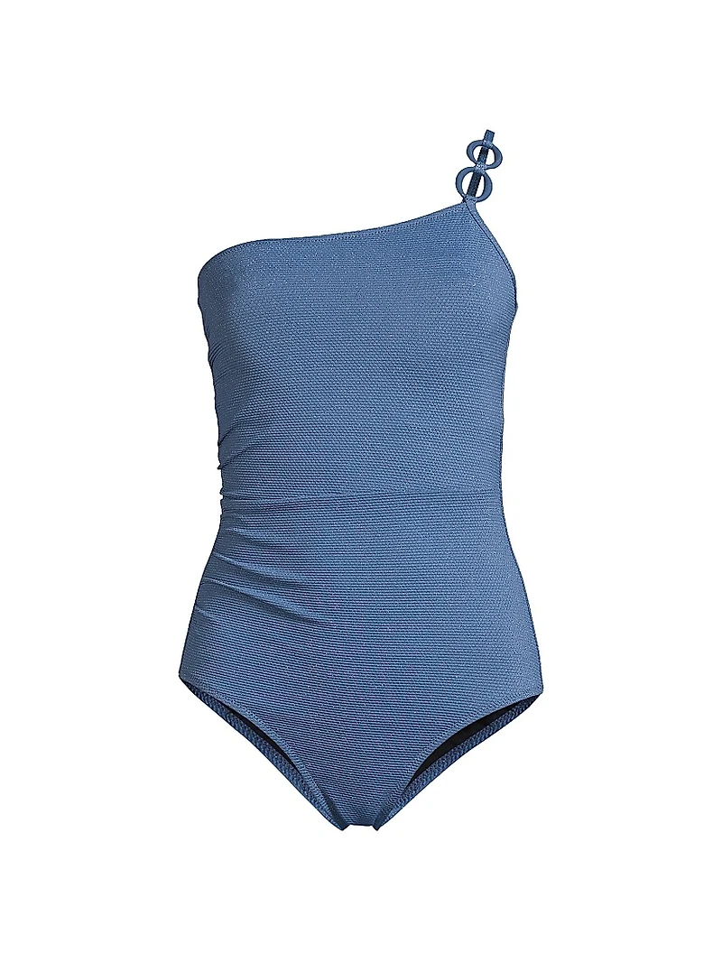 Kara Metallic Piqué One-Piece Swimsuit
