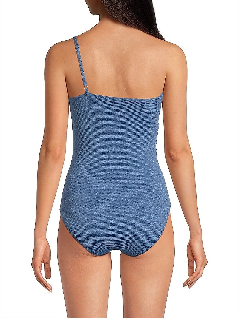 Kara Metallic Piqué One-Piece Swimsuit