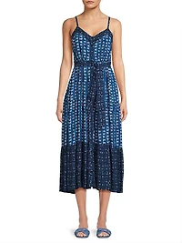 Addyson Abstract Cotton-Blend Tie-Waist Midi-Dress