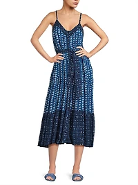 Addyson Abstract Cotton-Blend Tie-Waist Midi-Dress