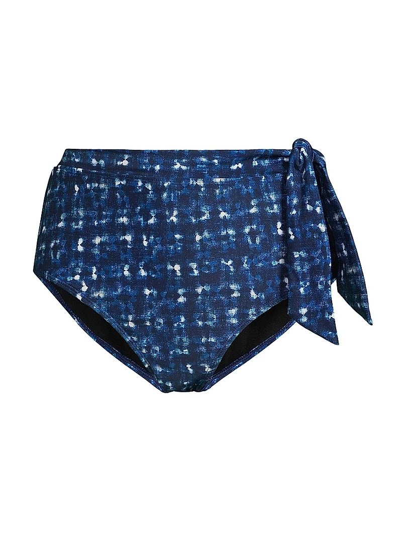 Denim Noir Side-Tie High-Waisted Bikini Bottom