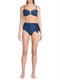 Denim Noir Side-Tie High-Waisted Bikini Bottom