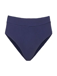 Textured High-Leg High-Waisted Bikini Bottom