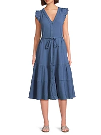 Emily Belted Cotton A-Line Midi-Dress