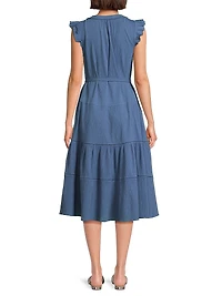Emily Belted Cotton A-Line Midi-Dress