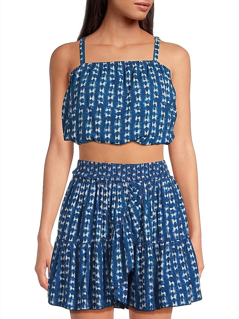 Dani Abstract Cotton-Blend Poplin Top
