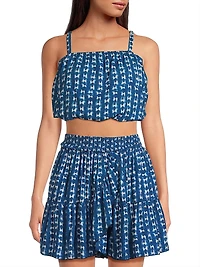 Dani Abstract Cotton-Blend Poplin Top