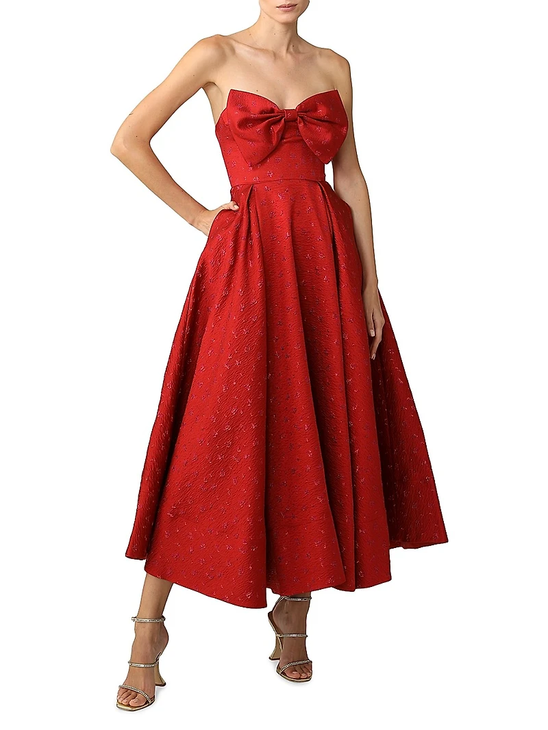 Juliette Jacquard Bow Cocktail Dress