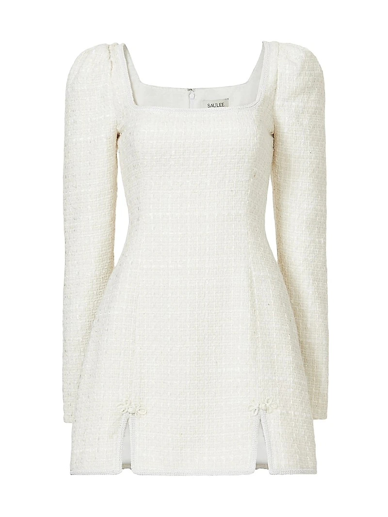 Jenna Tweed Square-Neck Minidress