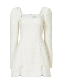 Jenna Tweed Square-Neck Minidress