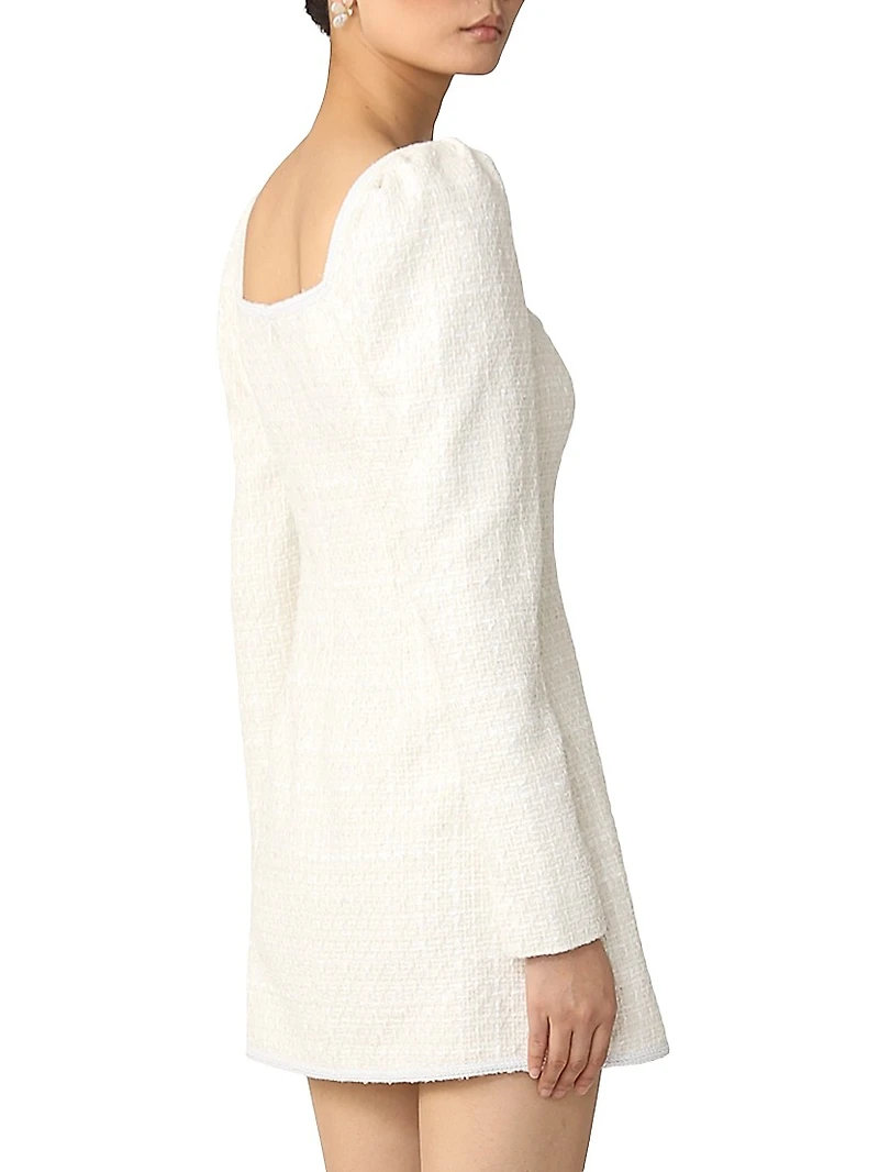 Jenna Tweed Square-Neck Minidress