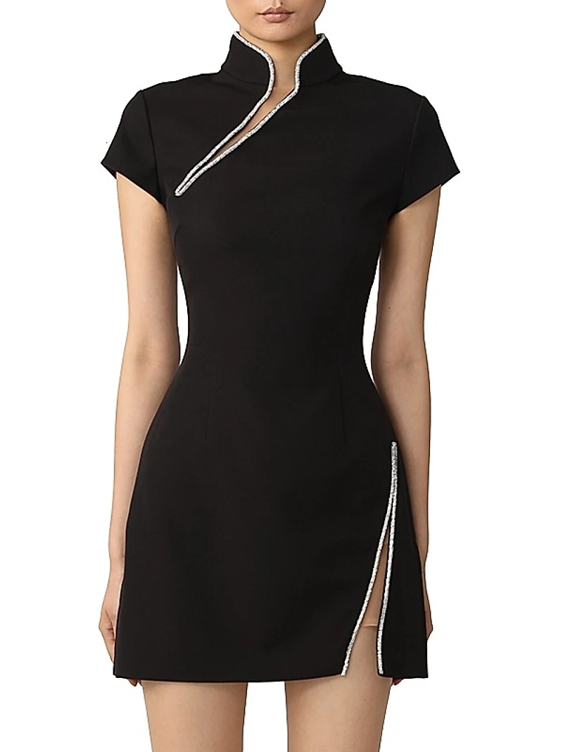 Ingrid Crystal-Embellished Crepe Minidress