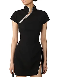 Ingrid Crystal-Embellished Crepe Minidress
