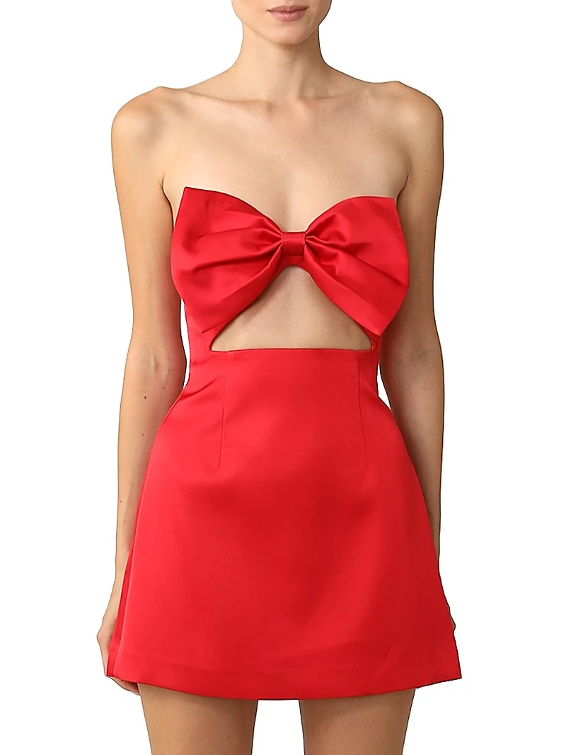 Ella Bow-Detailed Taffeta Minidress