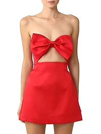 Ella Bow-Detailed Taffeta Minidress