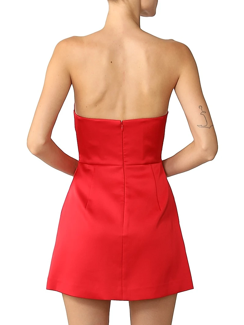 Ella Bow-Detailed Taffeta Minidress
