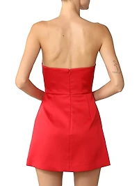 Ella Bow-Detailed Taffeta Minidress