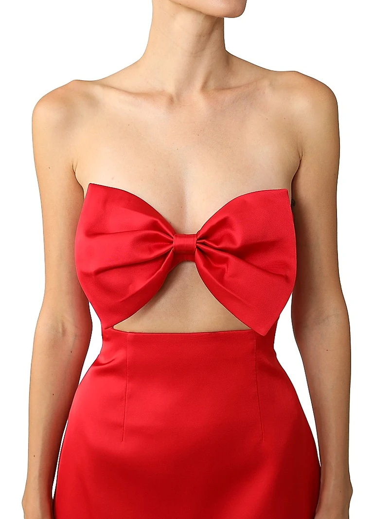 Ella Bow-Detailed Taffeta Minidress