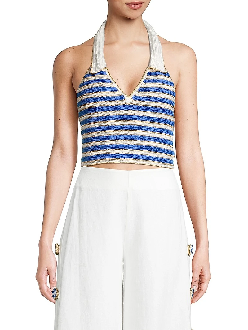 Ali Striped Crochet Halter Top