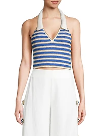 Ali Striped Crochet Halter Top