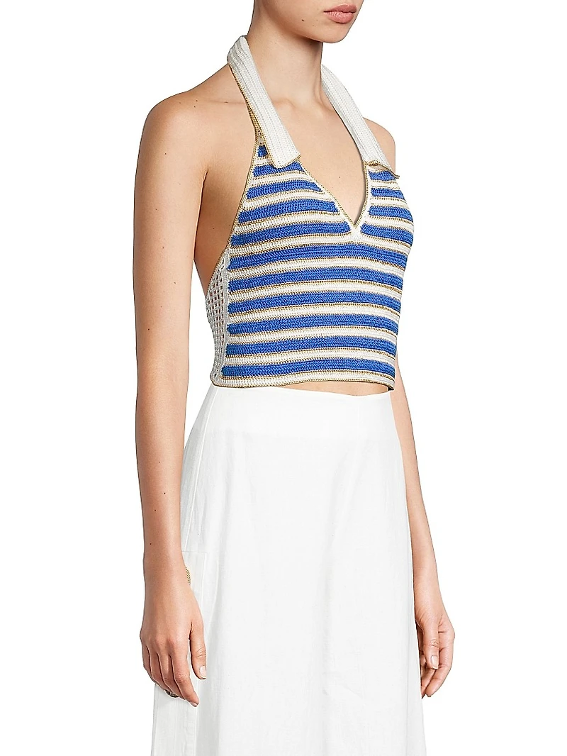 Ali Striped Crochet Halter Top