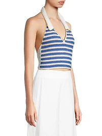 Ali Striped Crochet Halter Top