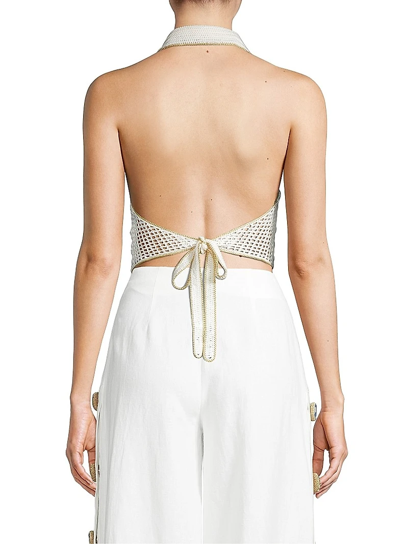 Ali Striped Crochet Halter Top