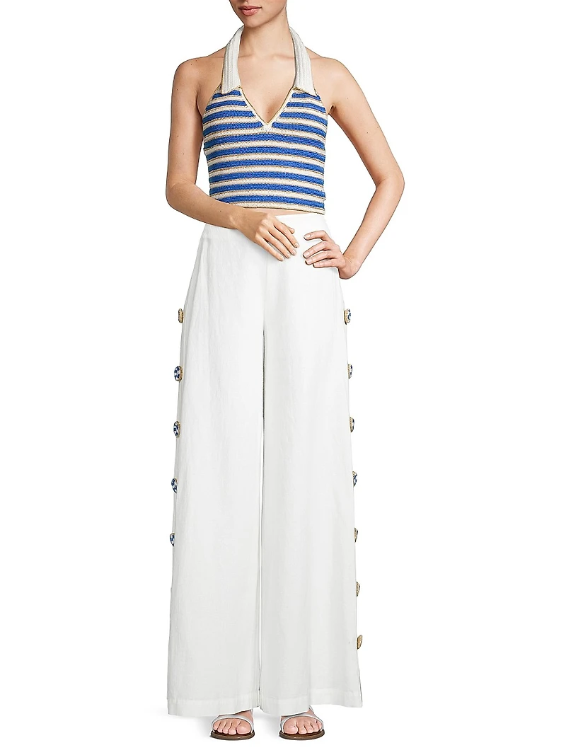 Ali Striped Crochet Halter Top