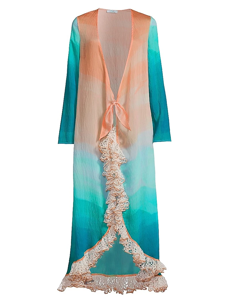Uma Ombré Long-Sleeve Caftan
