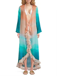 Uma Ombré Long-Sleeve Caftan