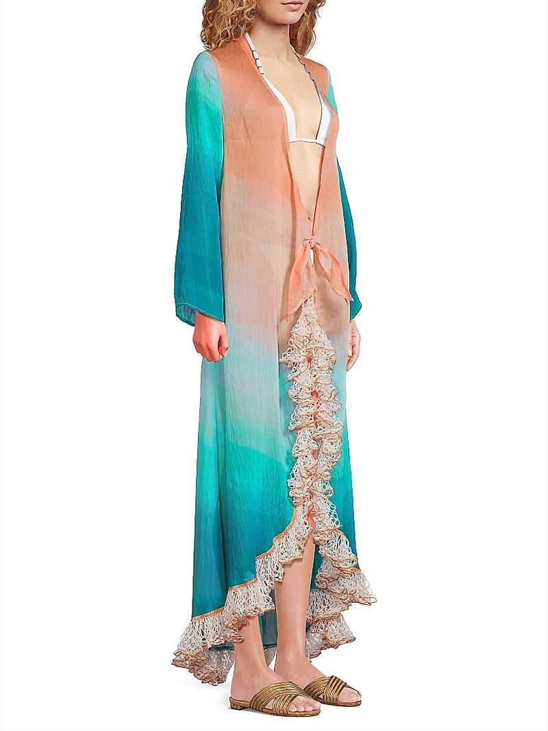 Uma Ombré Long-Sleeve Caftan