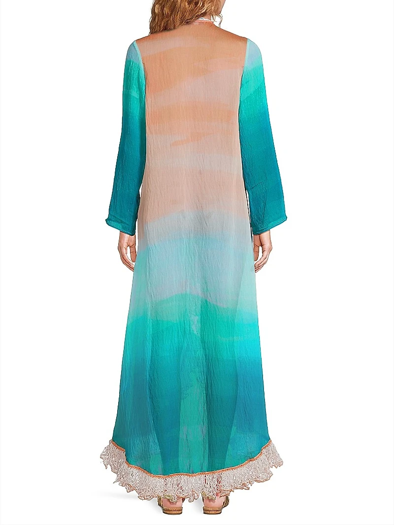 Uma Ombré Long-Sleeve Caftan