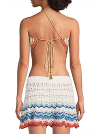 Regina Striped Crochet Halterneck Top